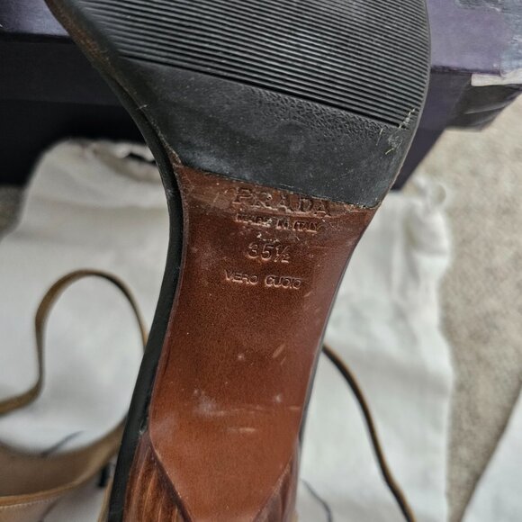 Prada VINTAGE Ankle Strap Heels Sandals Color Giunco Size EU 35.5 - Picture 8 of 16